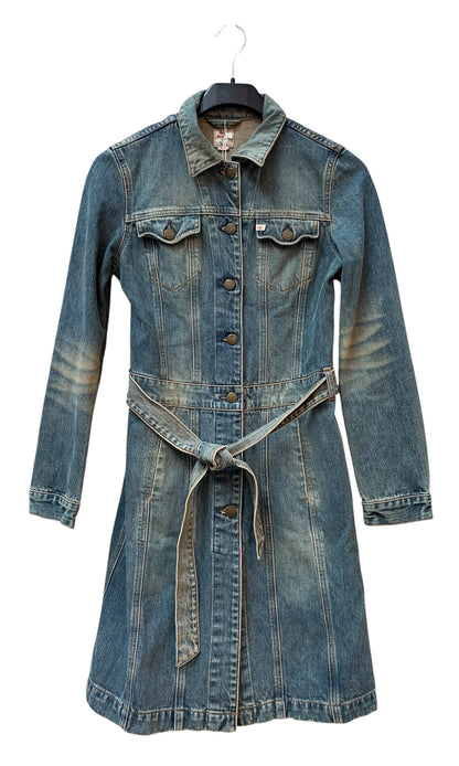 Miss Sixty Y2K Belted Denim Coat Dress