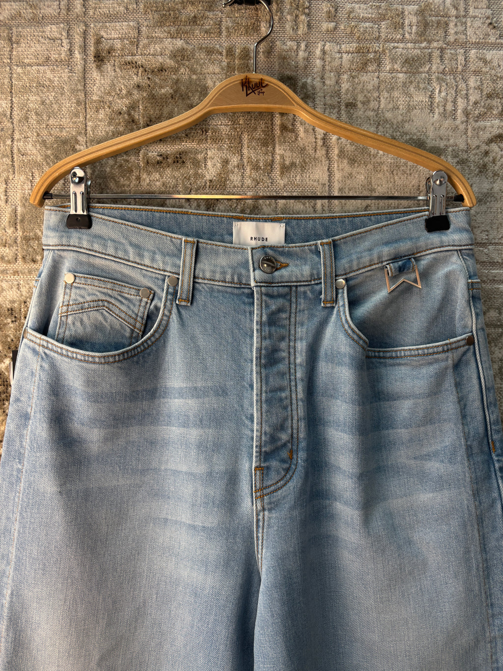 Rhude Wide Leg Light Wash Denim Jeans