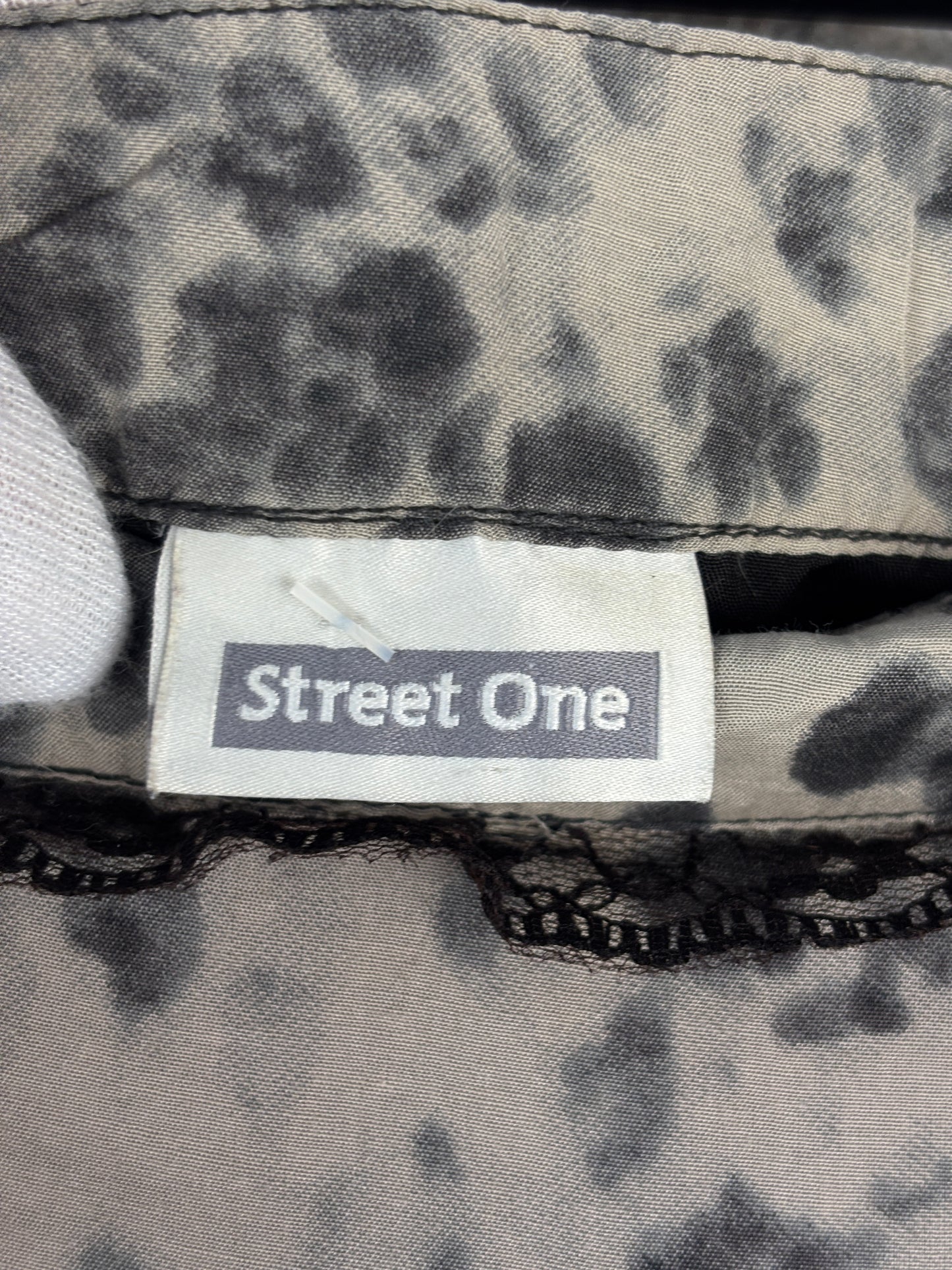 Womens Y2K Black Grey Leopard Print Lace Midi Skirt