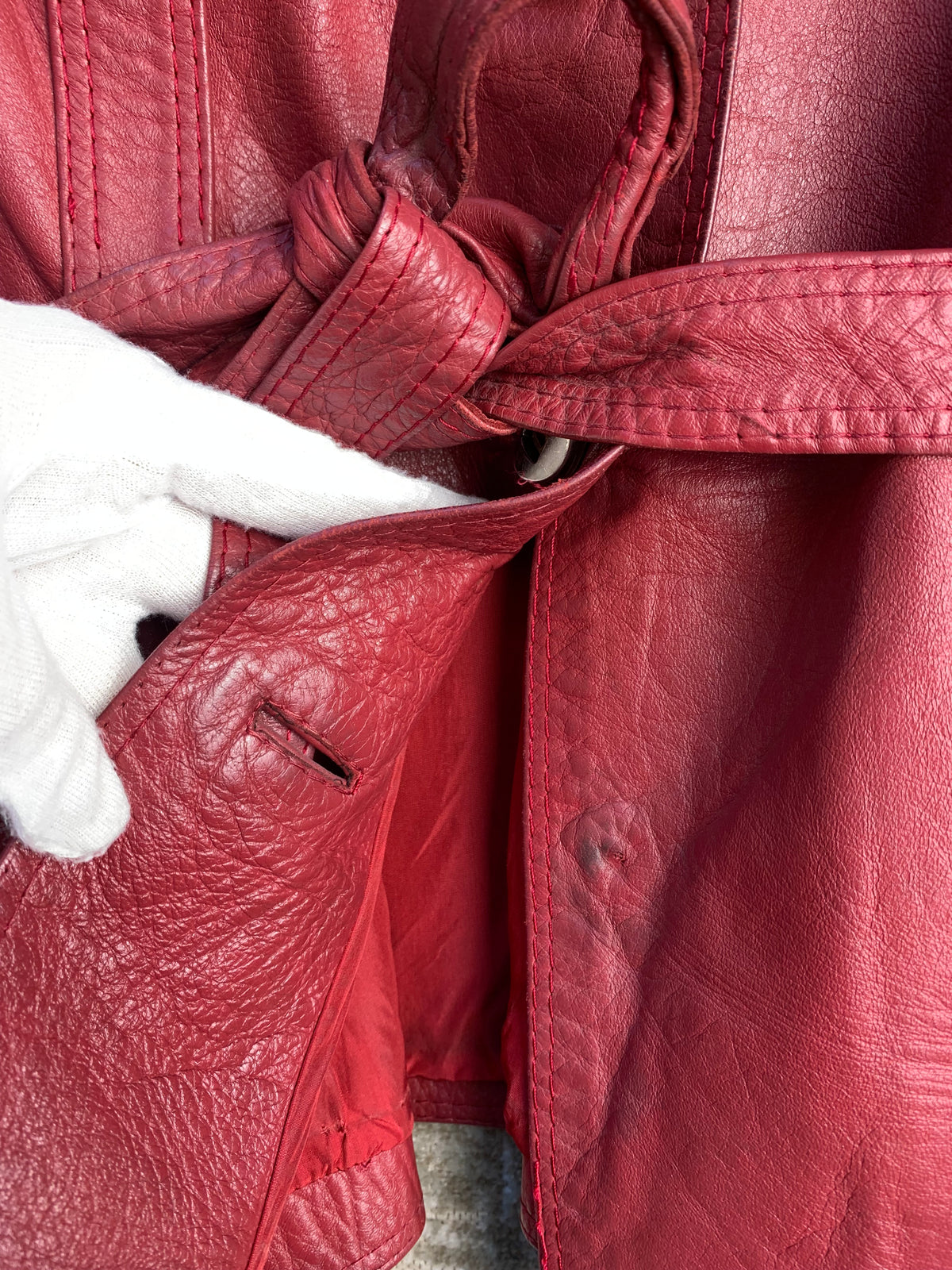 Laponia Red Leather Belted Jacket