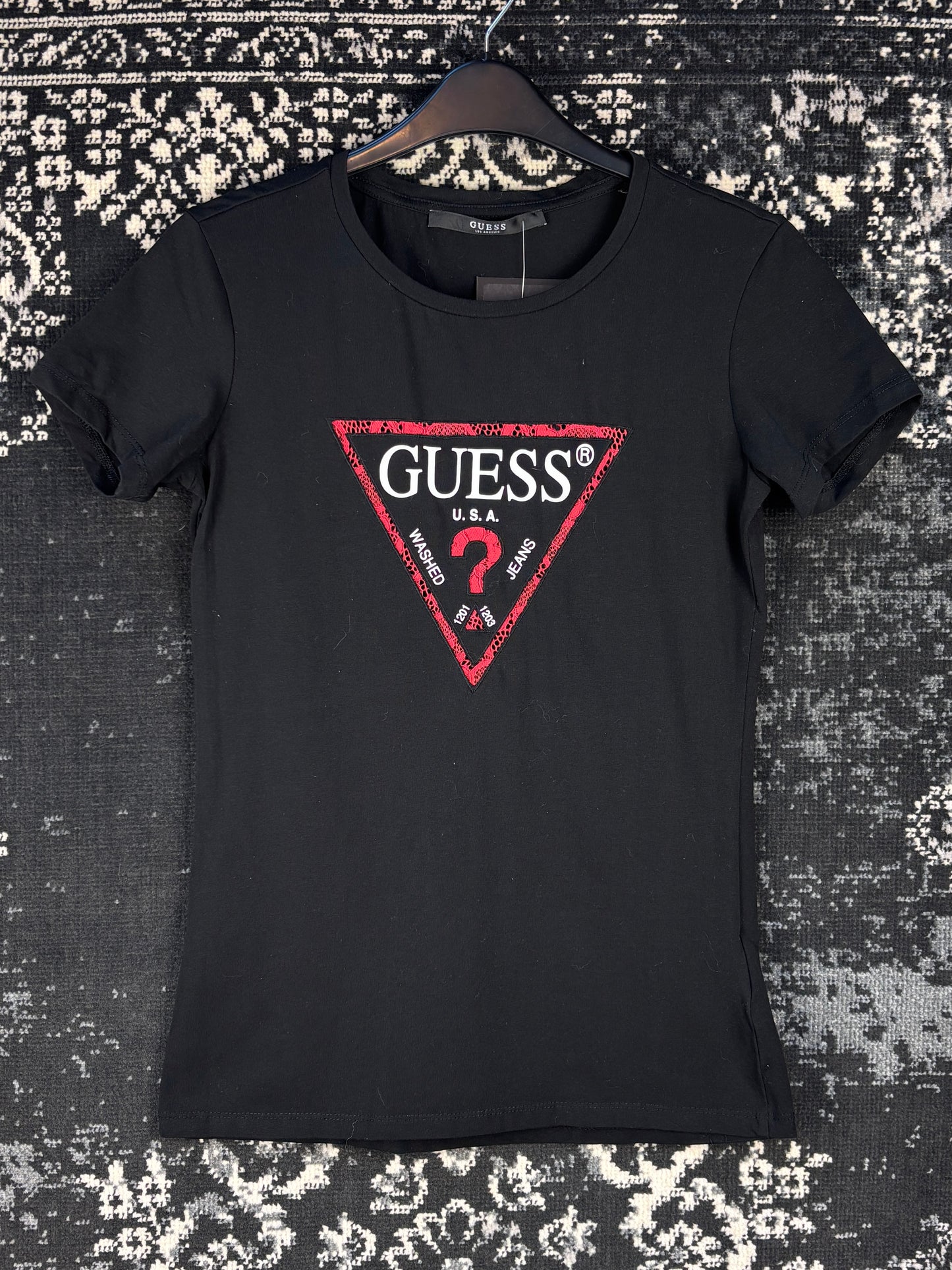 Women’s Y2K Guess Black Triangle Logo T-Shirt