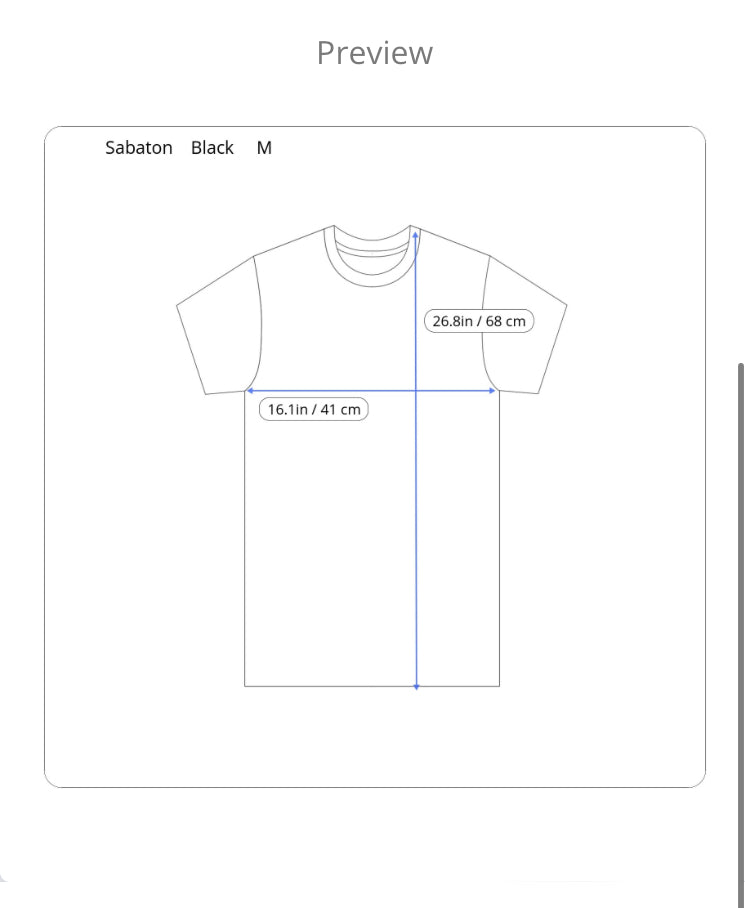 Sabaton Short Sleeve Shirt Big Logo Mens M Cotton 2018 Black