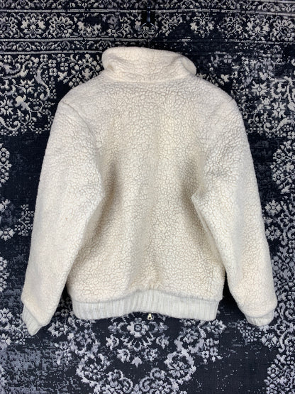 Women's Beige Lamb Wool Zip Jacket by Pallana