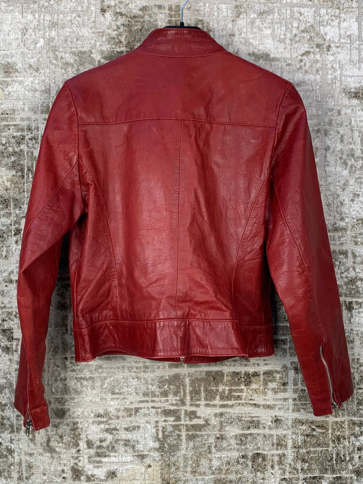 Women's Dark Red Leather Jacket