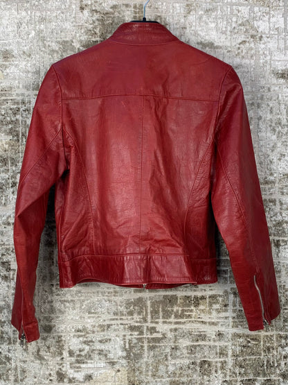 Women's Dark Red Leather Jacket
