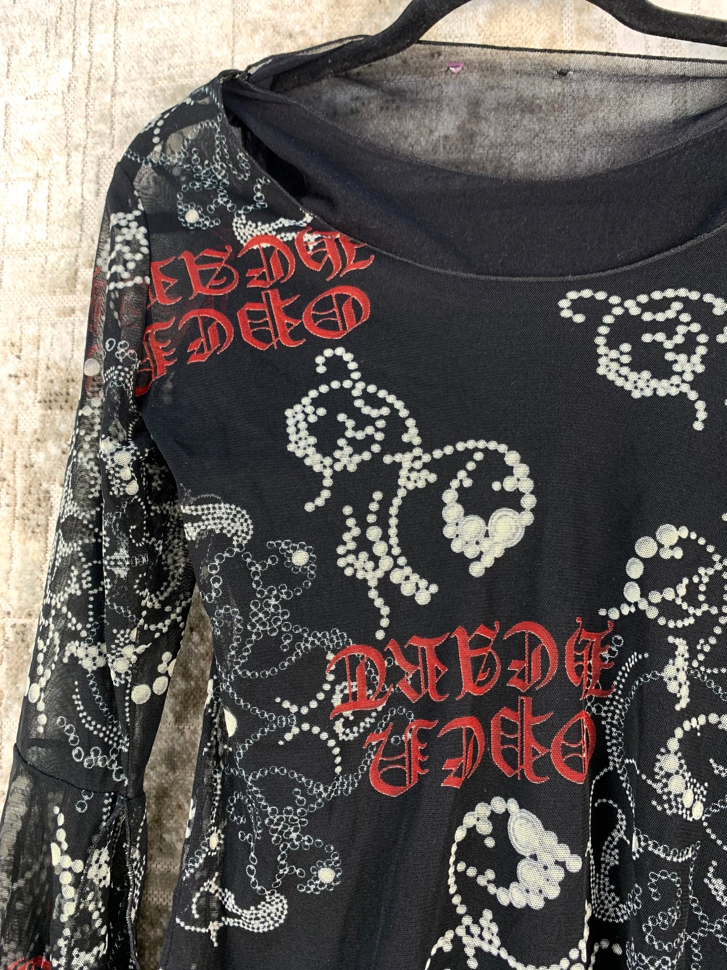 Womens Y2K Alternative Mesh Long Sleeve Top