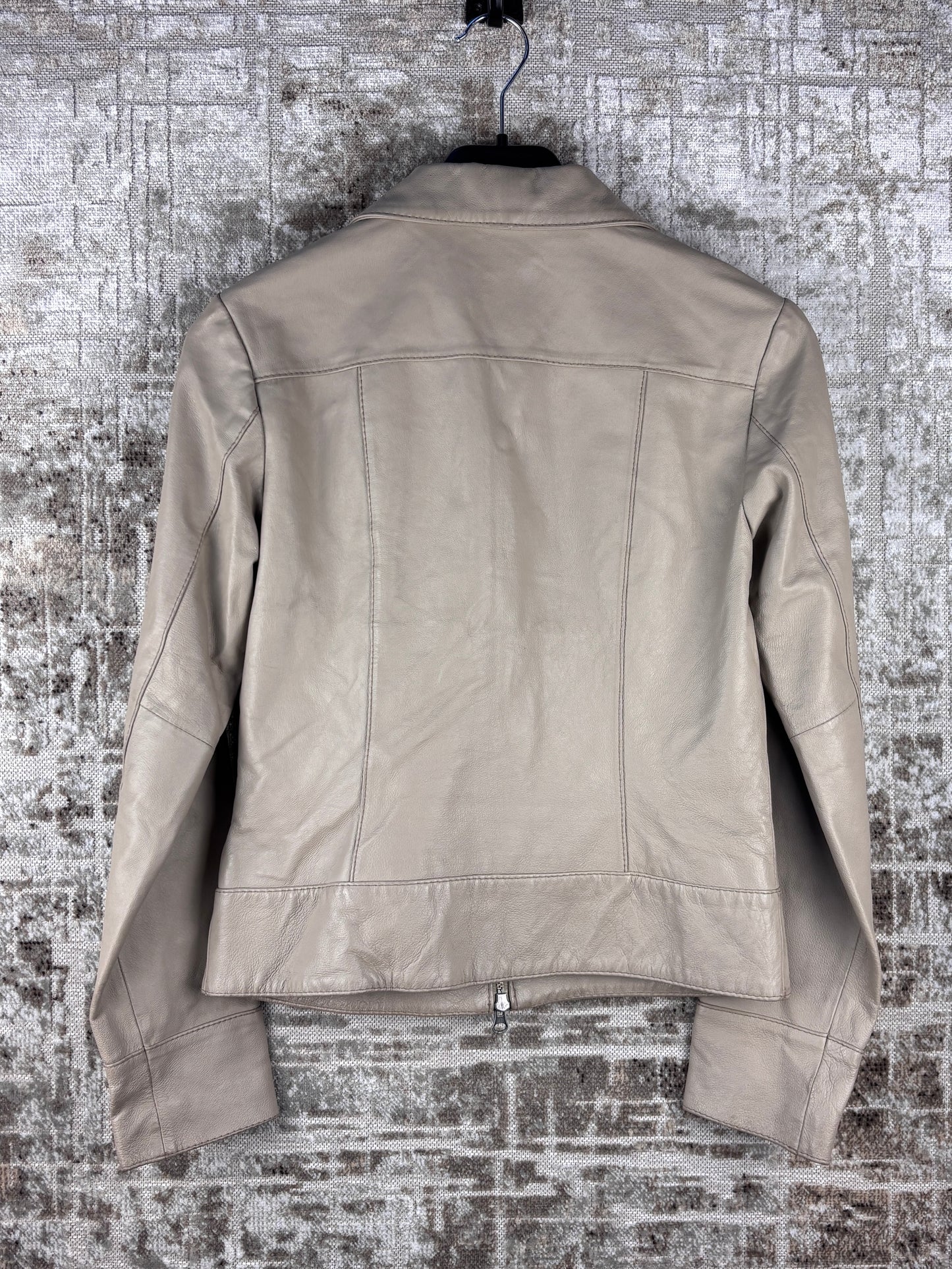 Womens Vintage Beige Leather Jacket