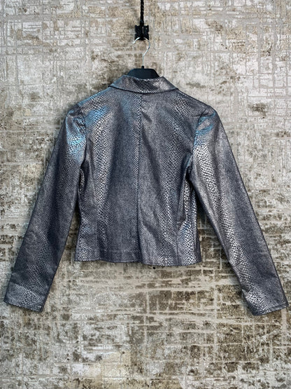 Womens Vintage Silver Metallic Snakeskin Jacket