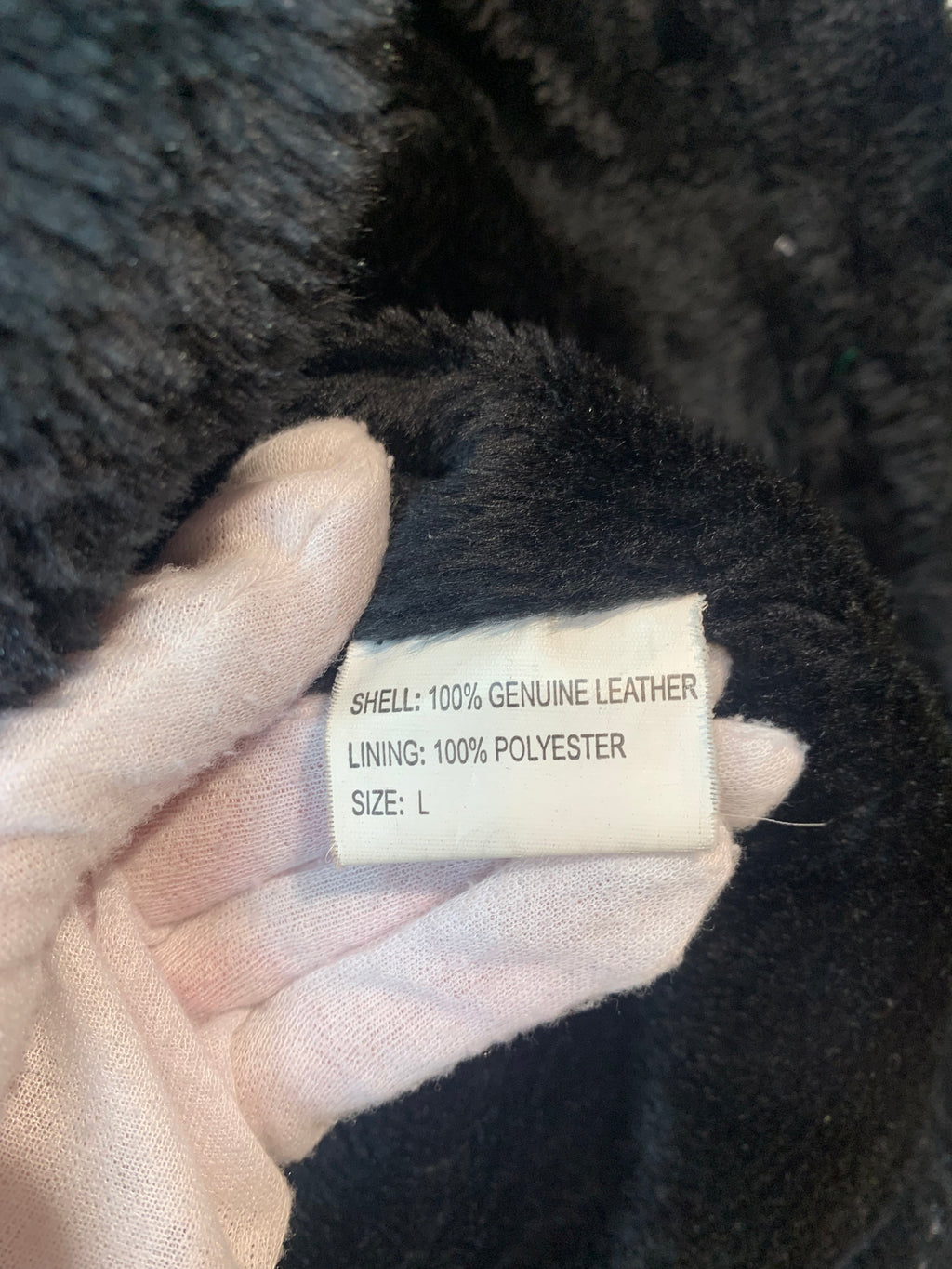 Patchwork Leather Faux Fur-Lined Hooded Coat