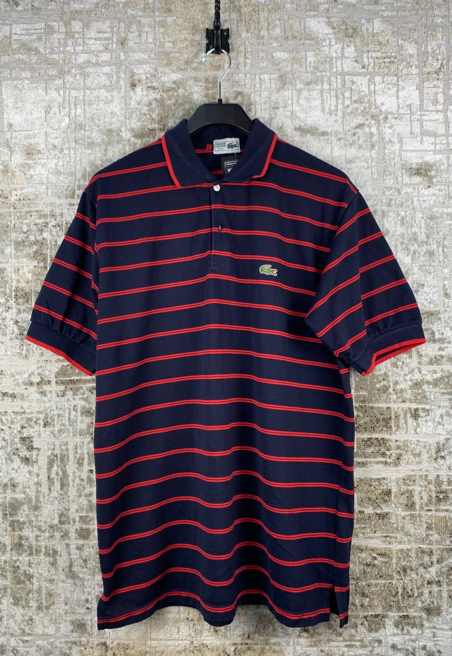 Mens Vintage Lacoste Striped Polo Shirt