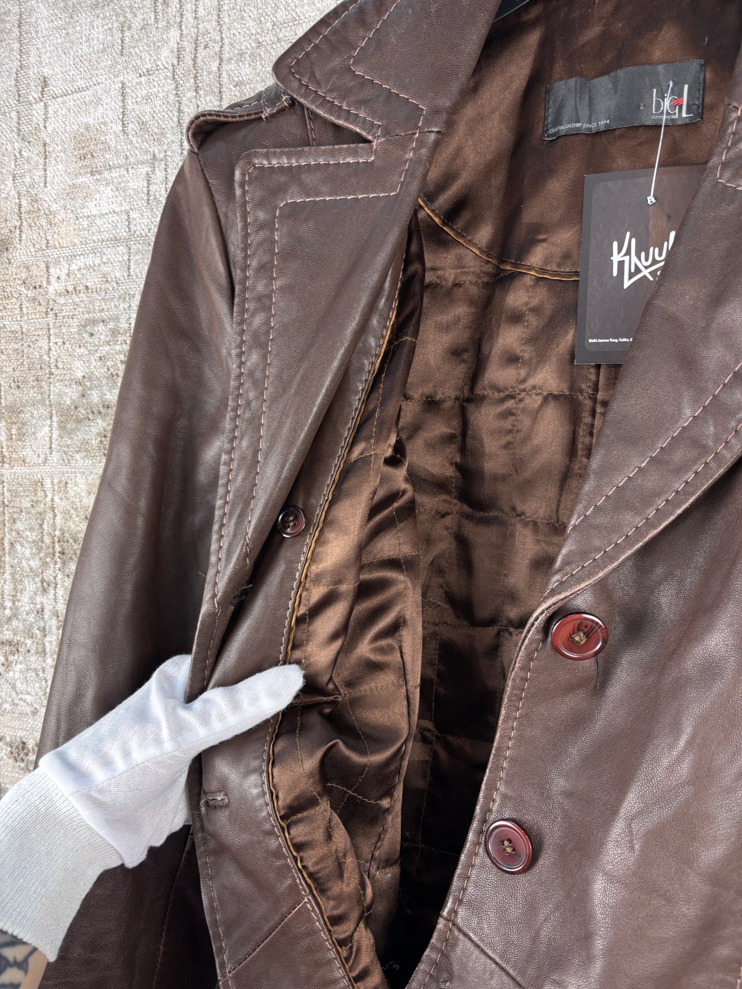 Women's Vintage Dark Brown Genuine Leather Belted Coat