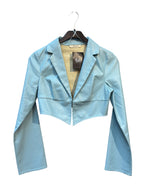 Women's Vintage Pastel Blue Leather Bolero