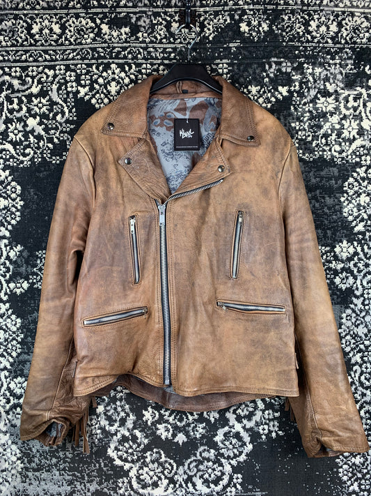 Mens Vintage Western Leather Jacket