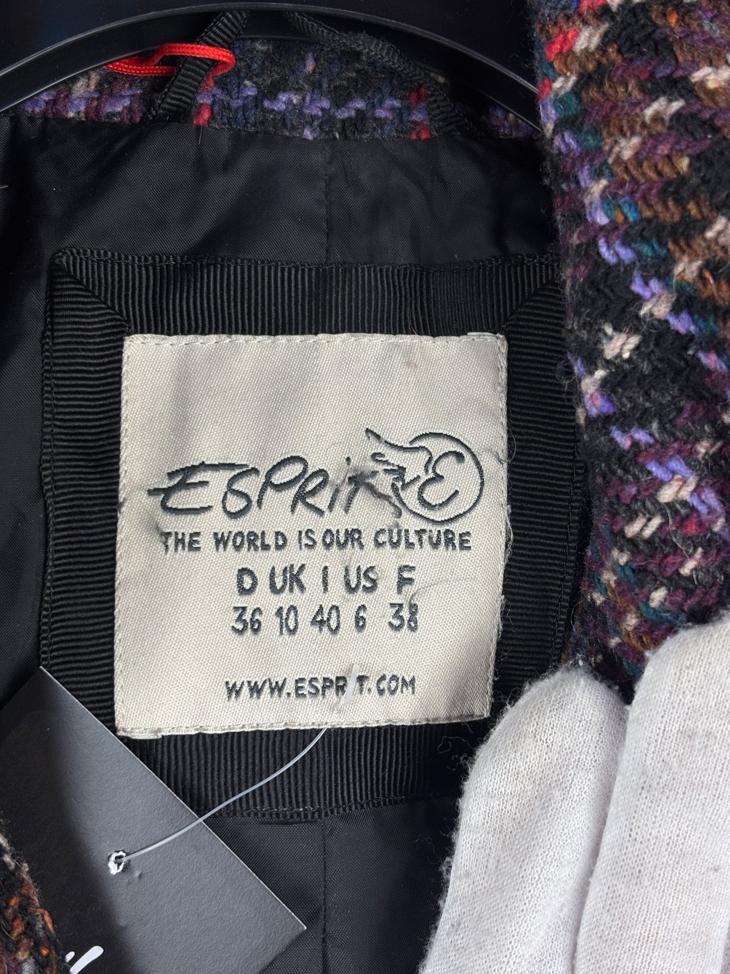 Women’s Vintage Esprit Multicolor Checkered Wool Coat