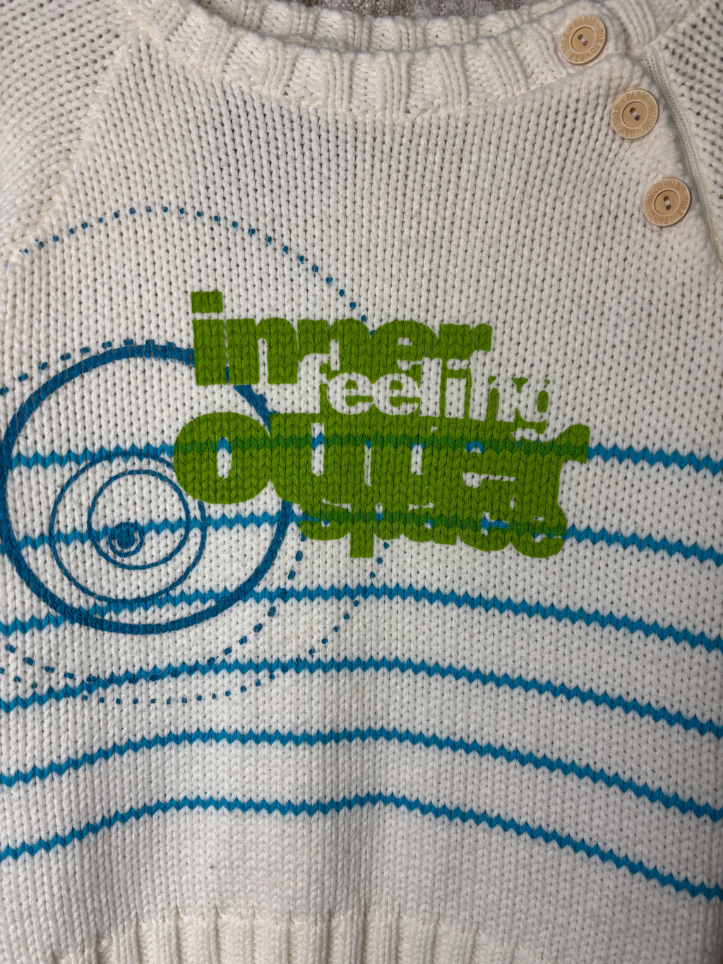 Y2K "Inner Feeling Outer Space" Striped Knit Sweater