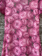 Y2K Rose Print Mesh Midi Dress