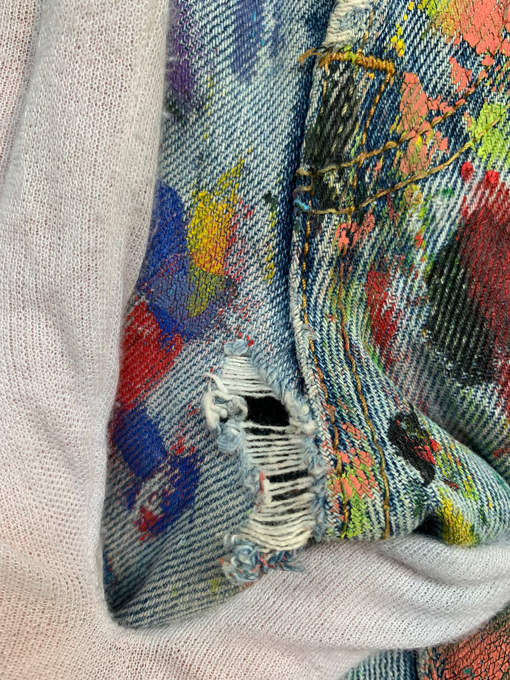 Levi's Womens Light Wash Painted Patchwork Jeans