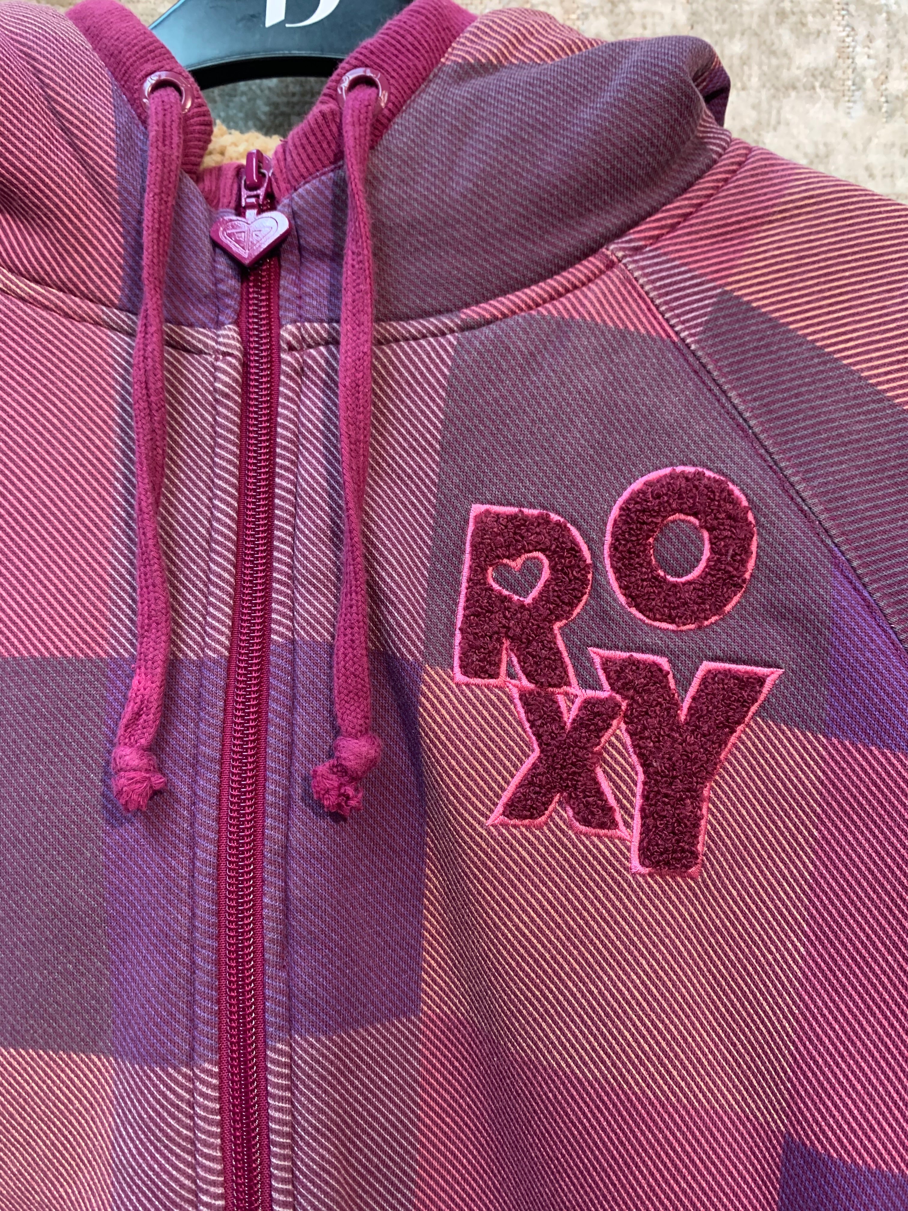 Roxy Sherpa-Lined Plaid Zip Hoodie