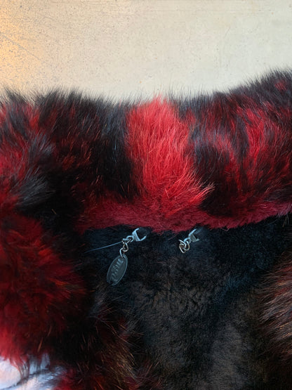 Y2K Women's Gothic Red Fur Detailed Coat