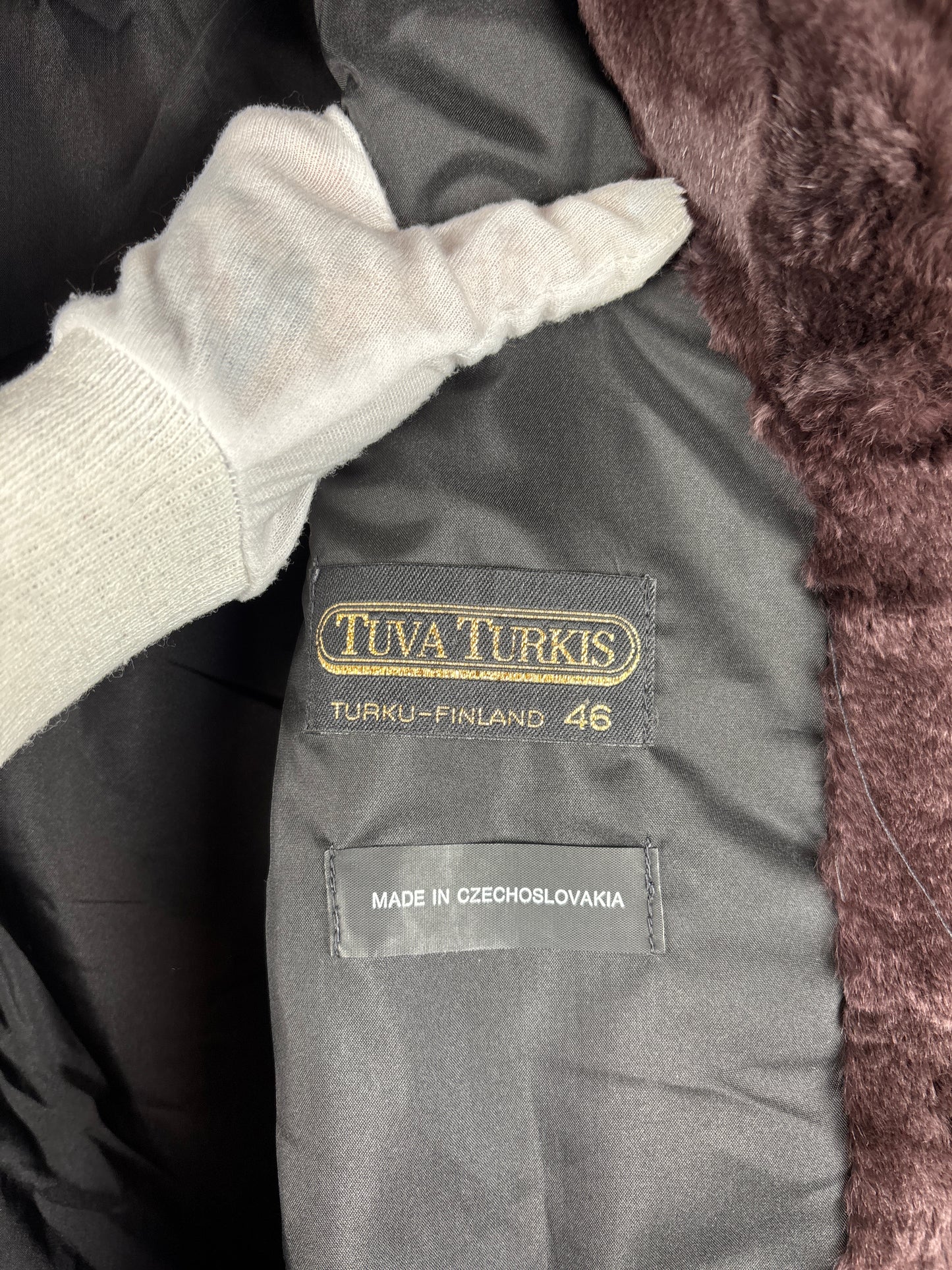 Women's Vintage Dark Brown Long Genuine Sheared Mink Fur Coat