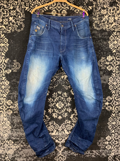 Men's Y2K G STAR RAW Blue Distressed Acid Wash Jeans