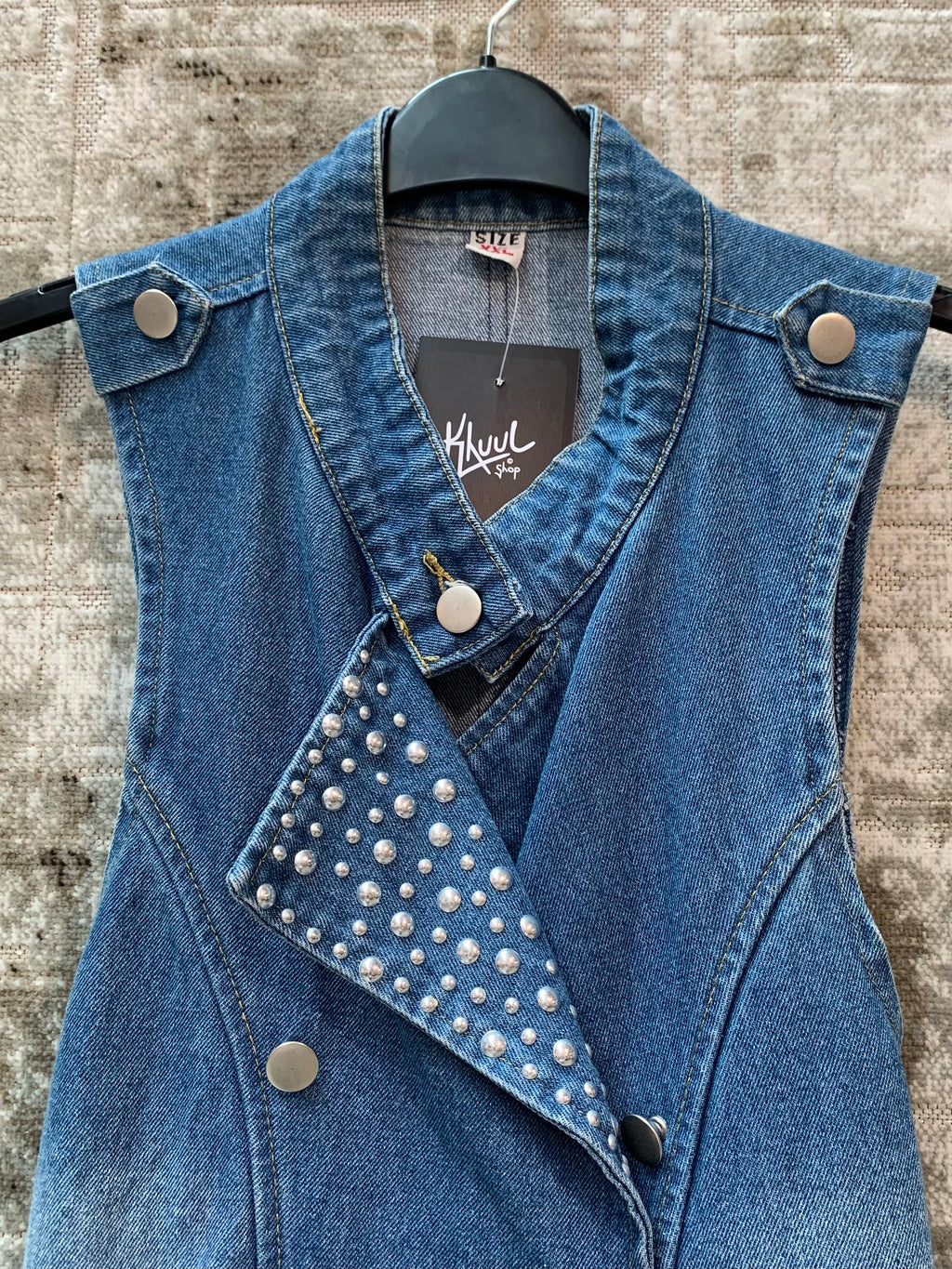 Studded Collar Denim Vest