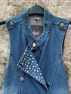 Studded Collar Denim Vest