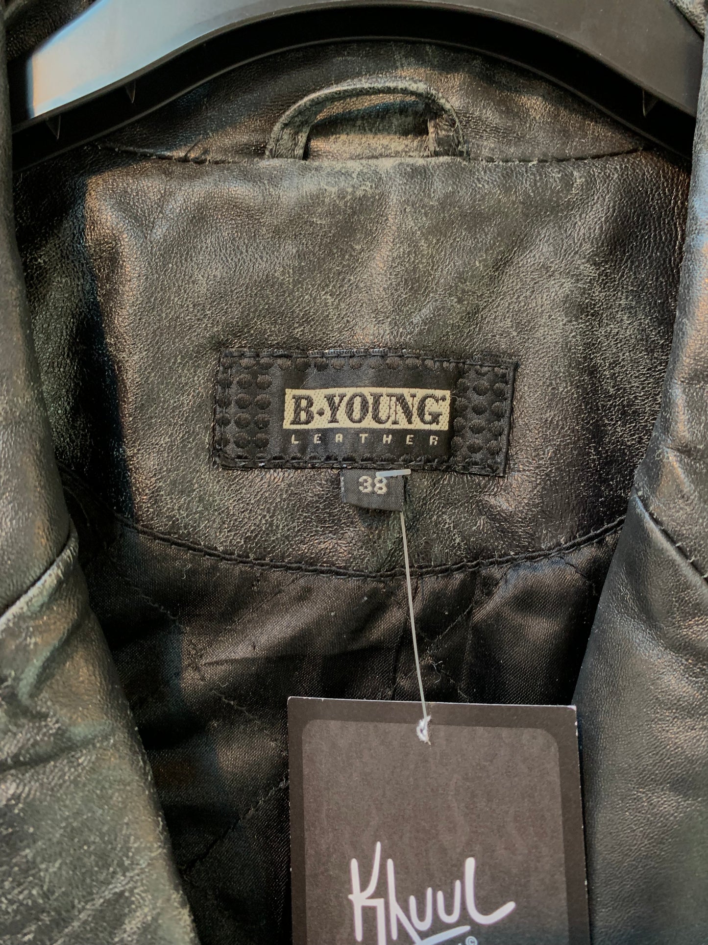 B. Young Vintage Black Leather Trench Coat