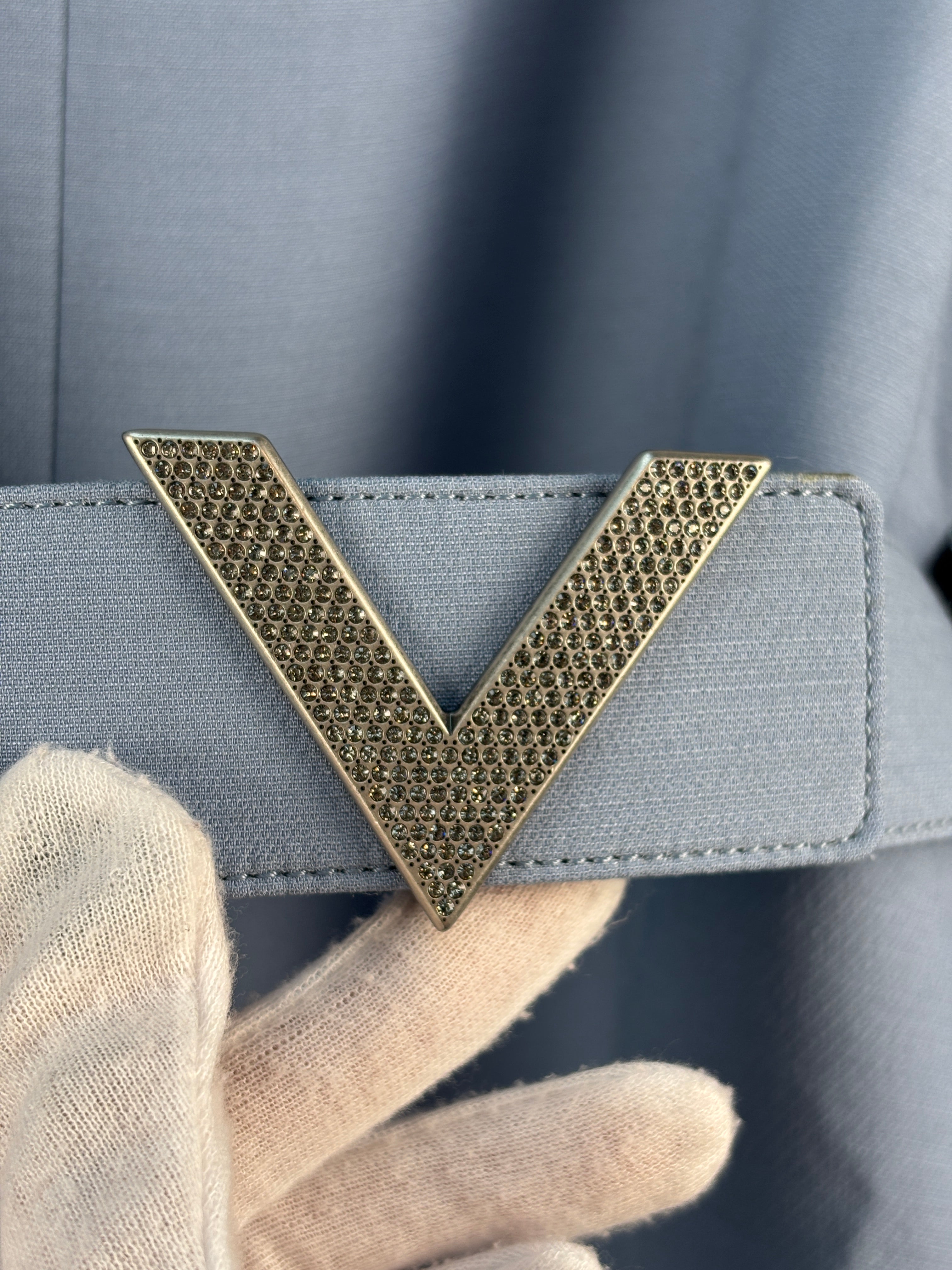 Valentino Garavani V Belted Light Blue Dress