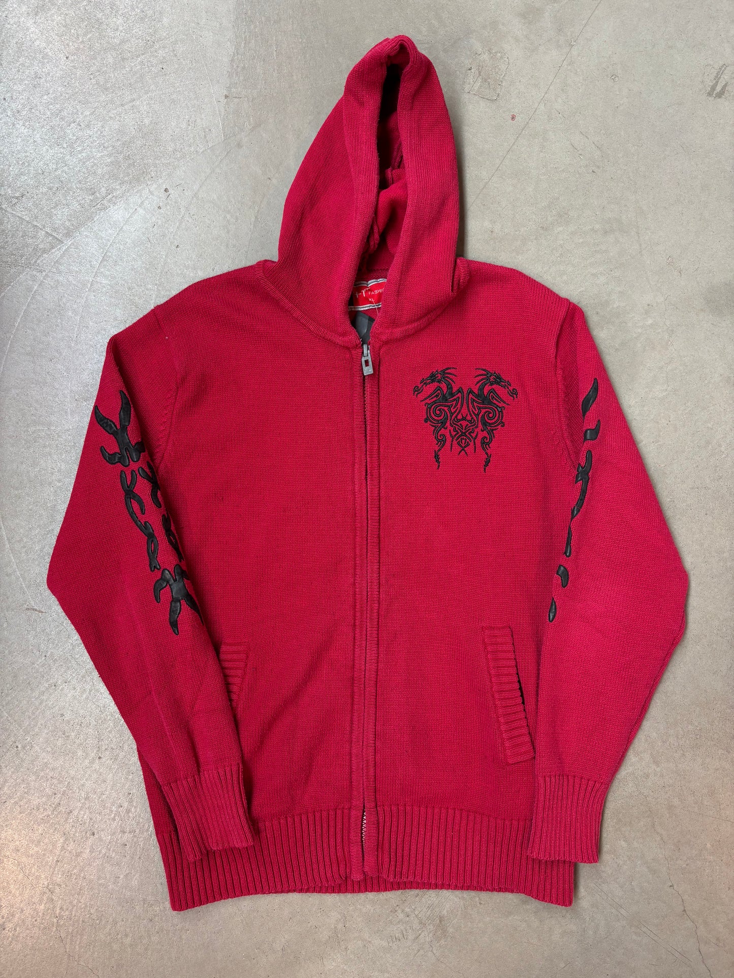 HT Fashion Red Zip Hoodie