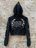 Ed Hardy Moletom Cropped com Zíper Preto Feminino