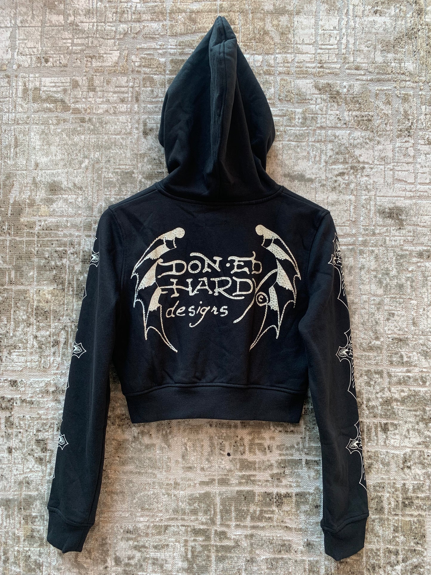 Womens Ed Hardy Black Cropped Zip Hoodie