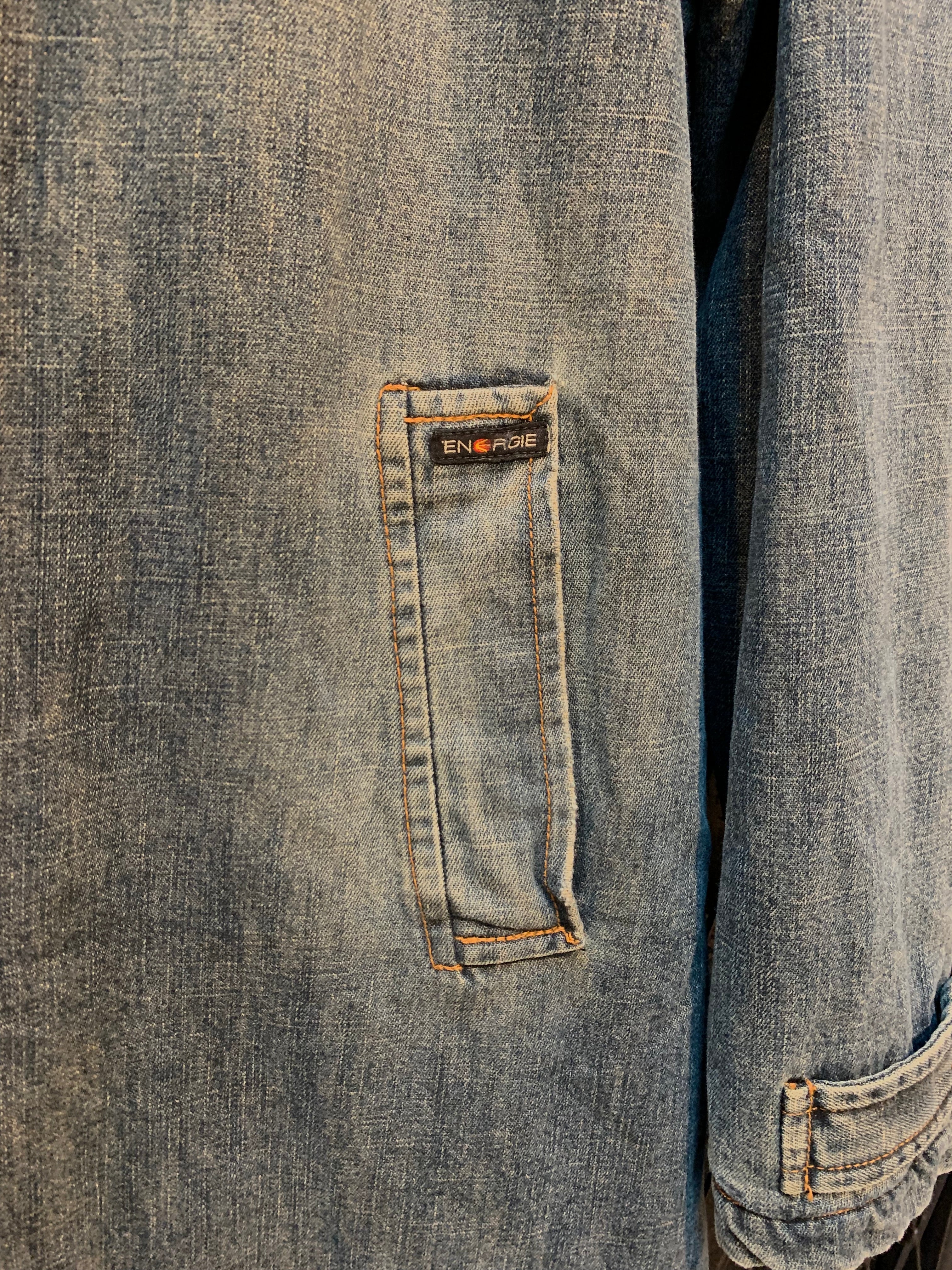 Vintage Men's Energie Long Blue Denim Coat