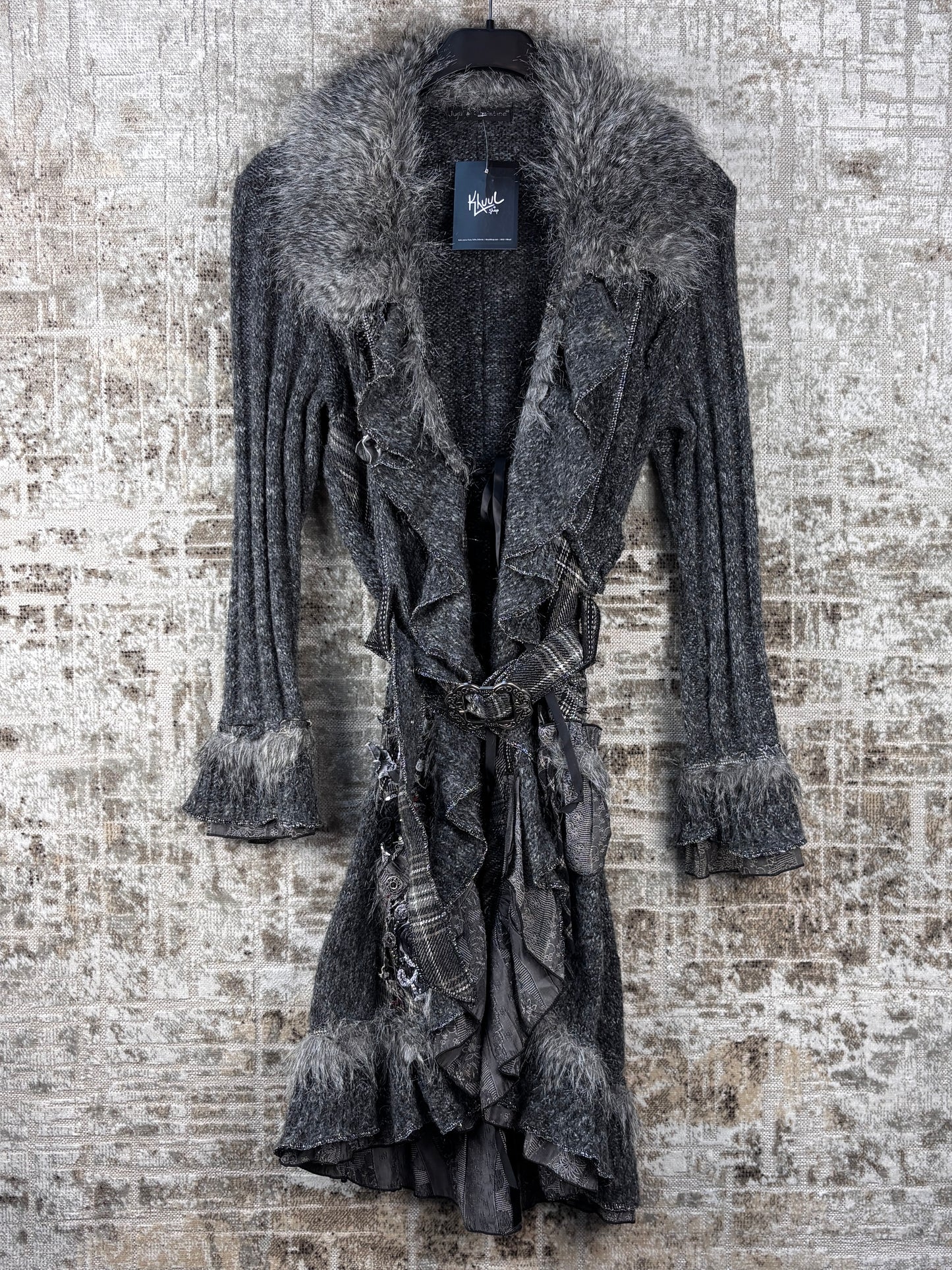 Women's Y2K Vintage Steampunk Grey Knit Cardigan