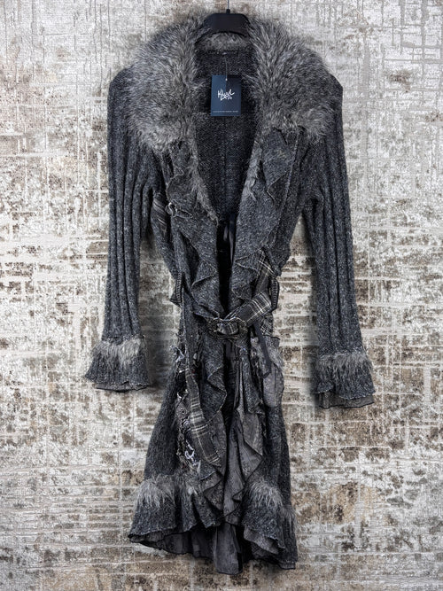 Women's Y2K Vintage Steampunk Grey Knit Cardigan