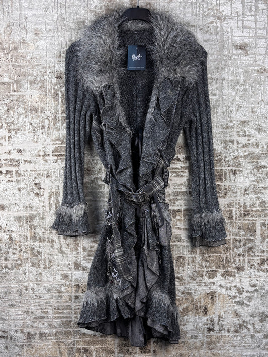 Women's Y2K Vintage Steampunk Grey Knit Cardigan