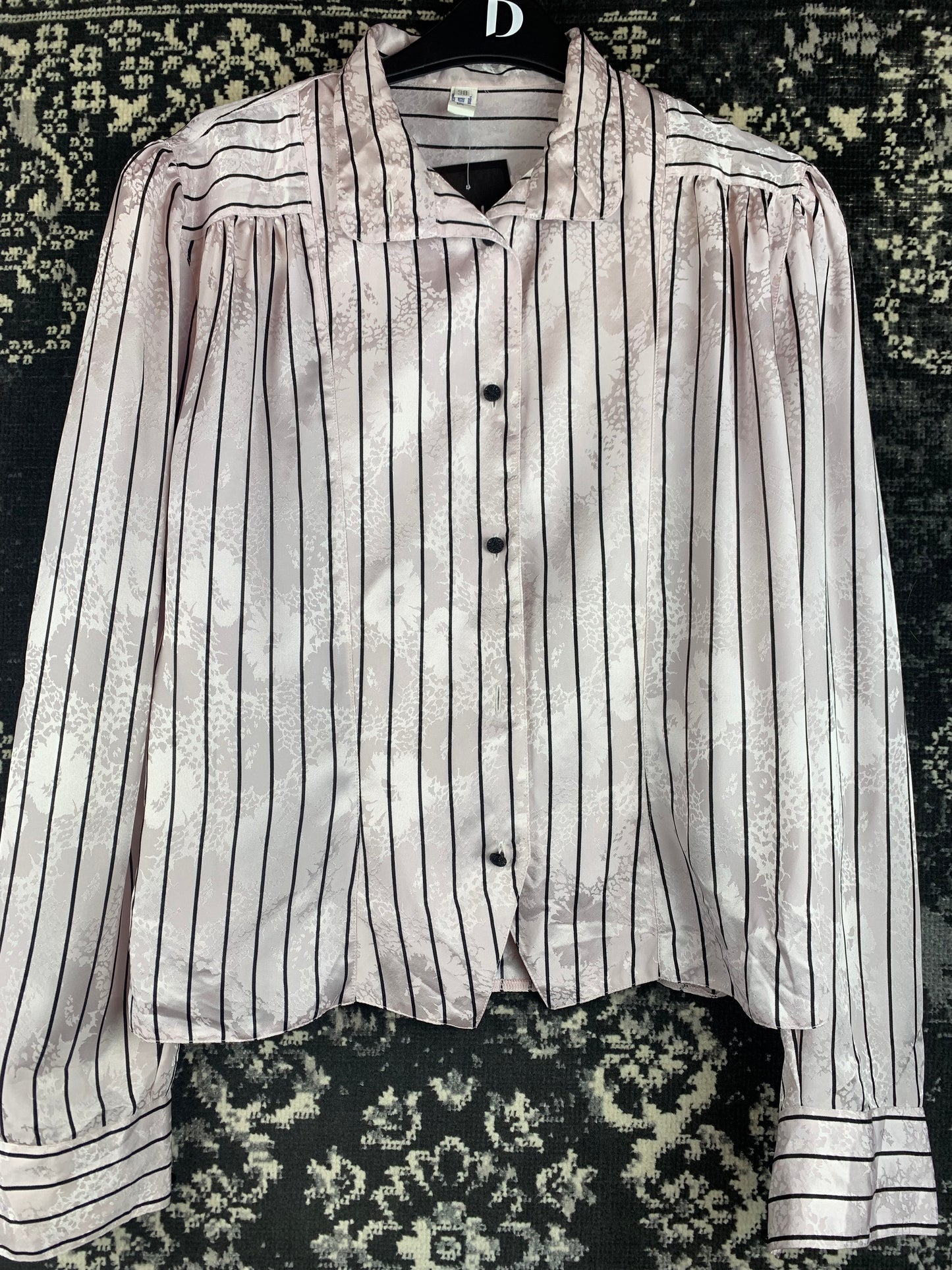 Vintage Satin Striped Button-Up Shirt