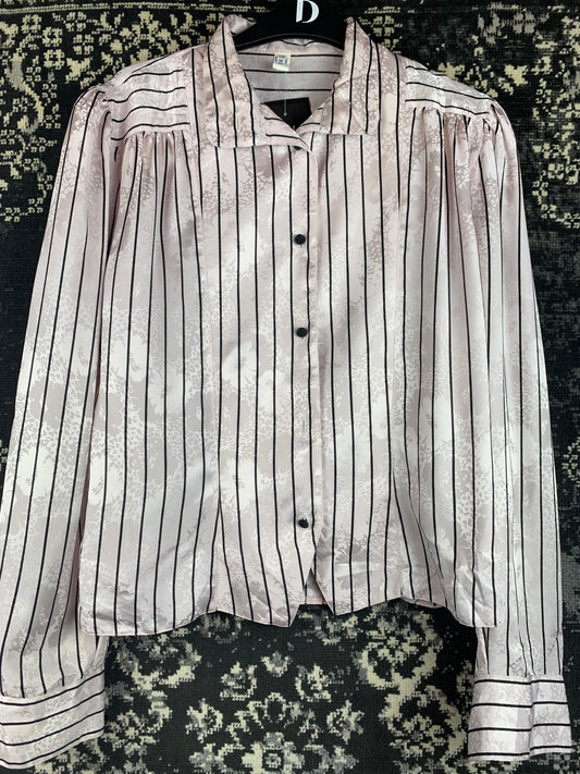 Vintage Satin Striped Button-Up Shirt