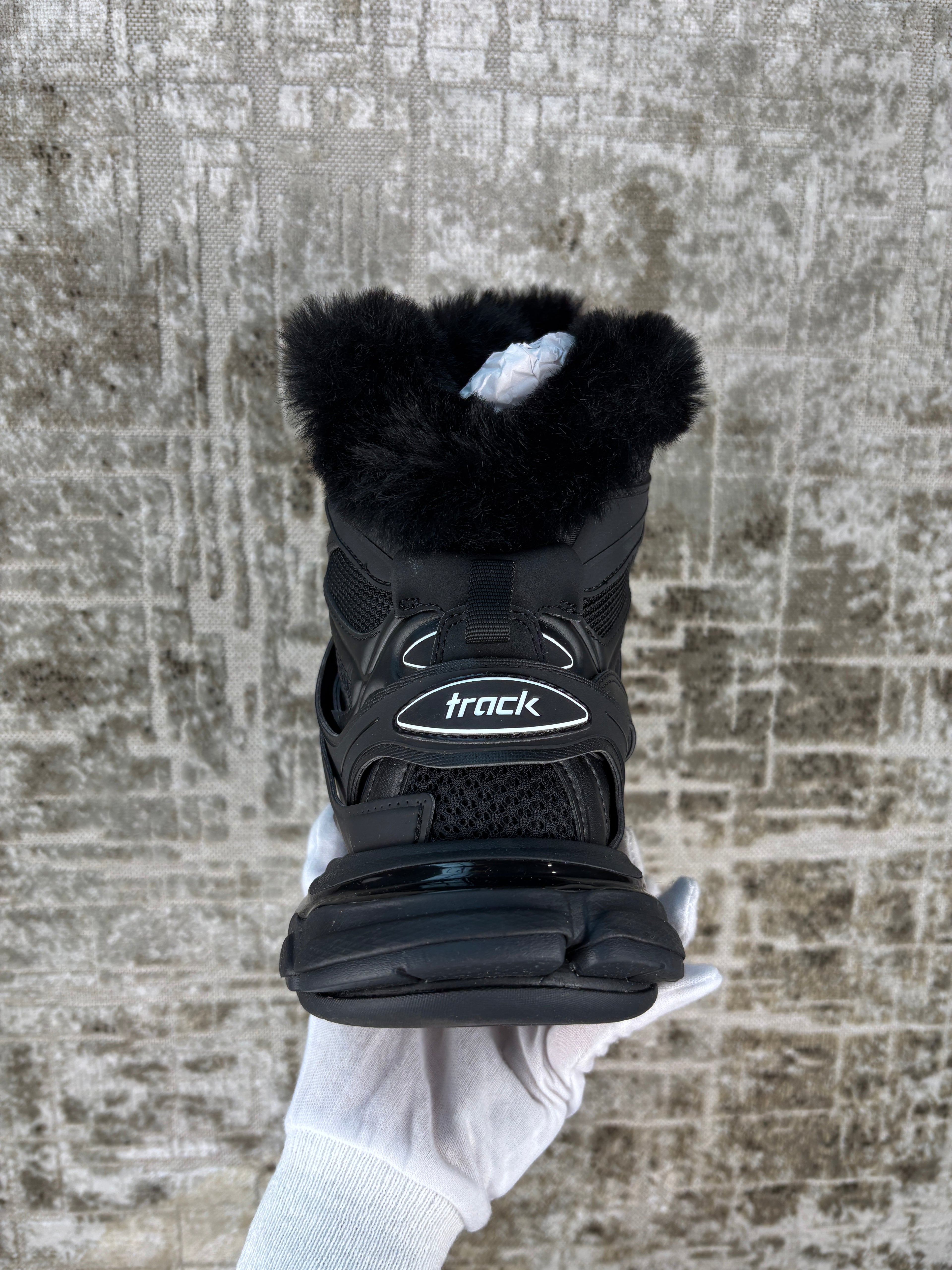 Balenciaga Track Hike Black Fur Boots