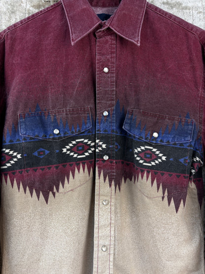 Mens Vintage Wrangler Western Button Up Shirt