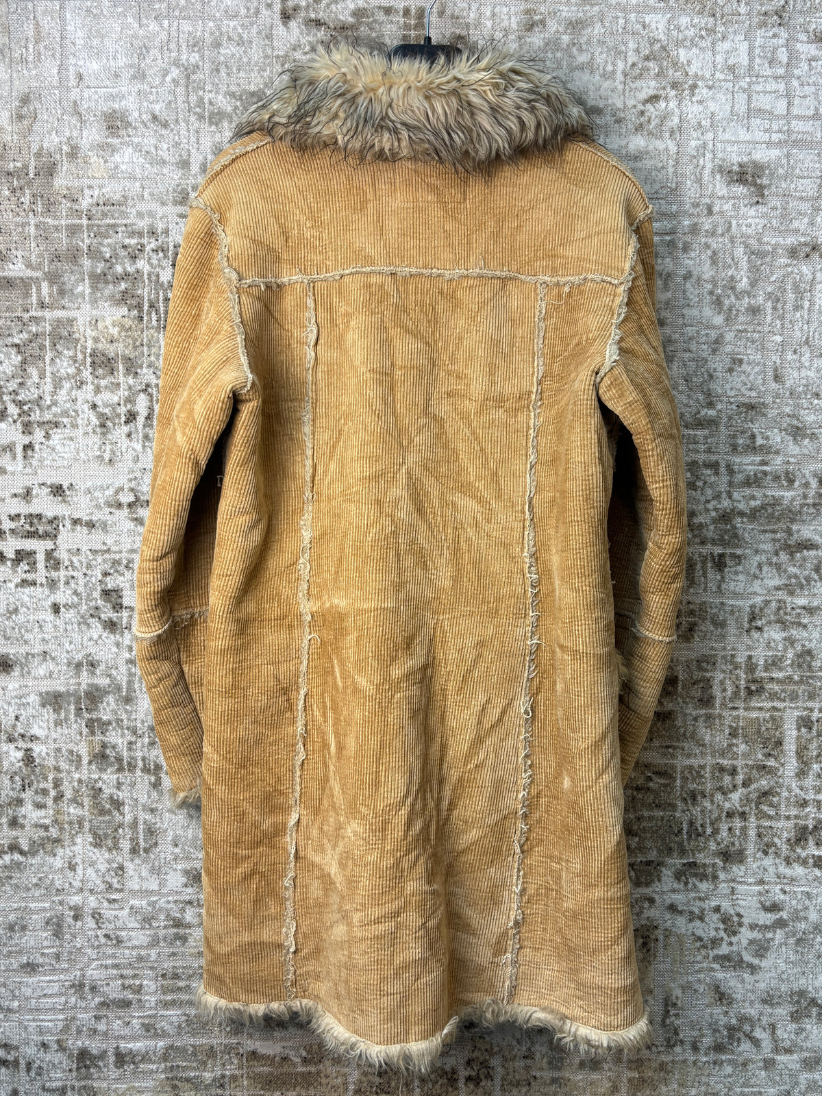 Liyihong Y2K Corduroy Faux Fur Afghan Coat