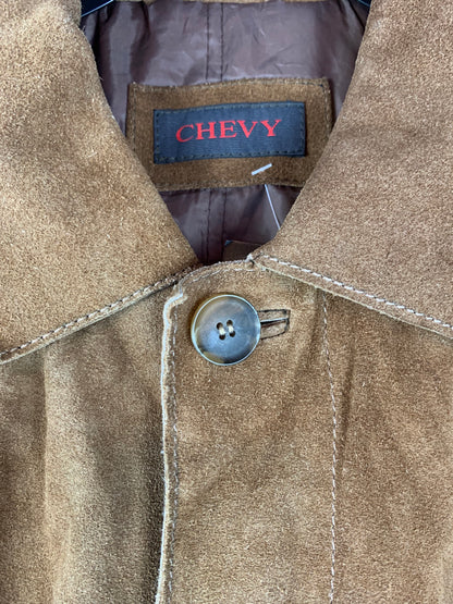 Men's Vintage Brown Suede Leather Buttoned Jacket