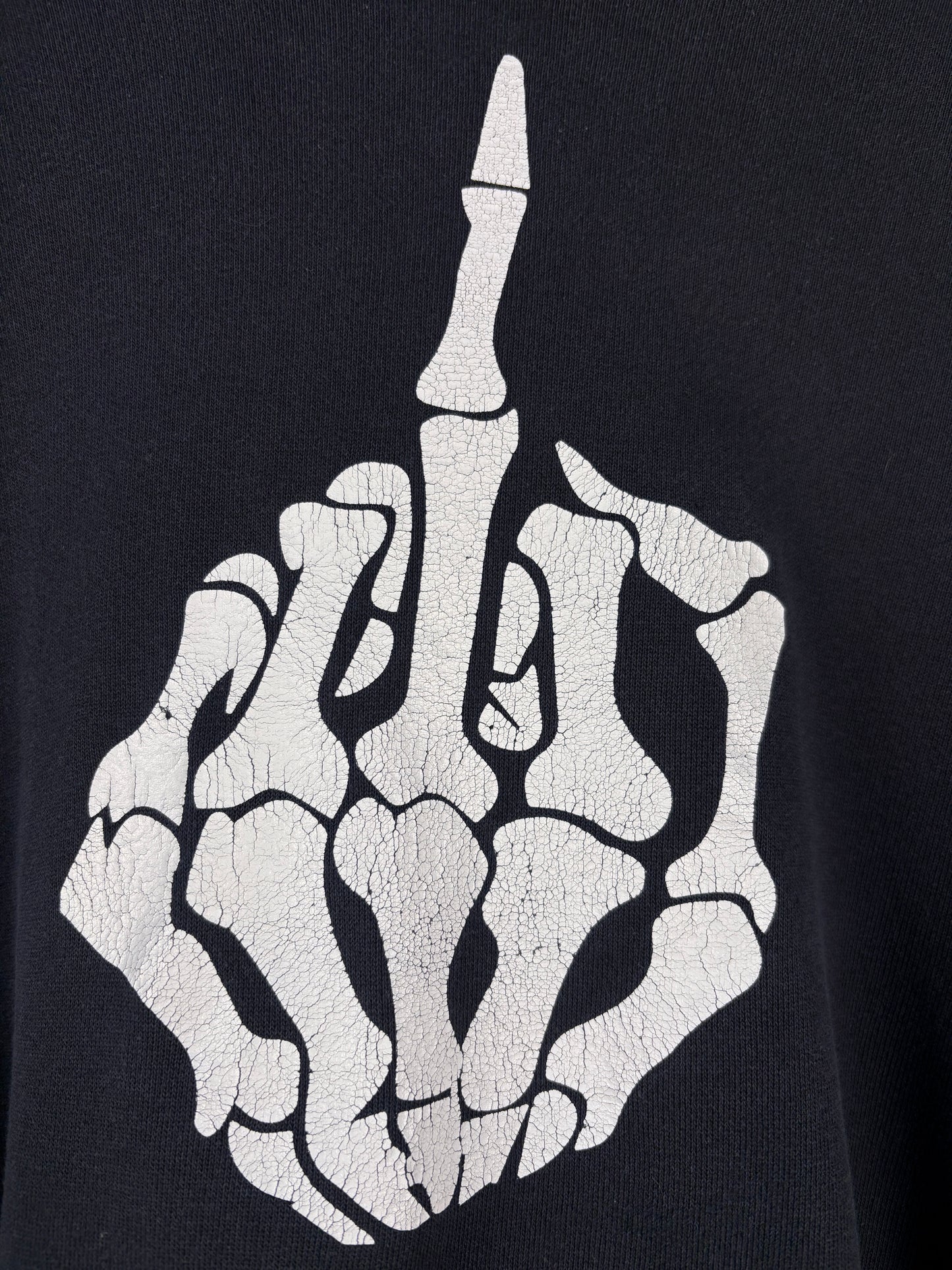 Men Vintage Y2K Dark Grey Skull Hand Graphic Hoodie