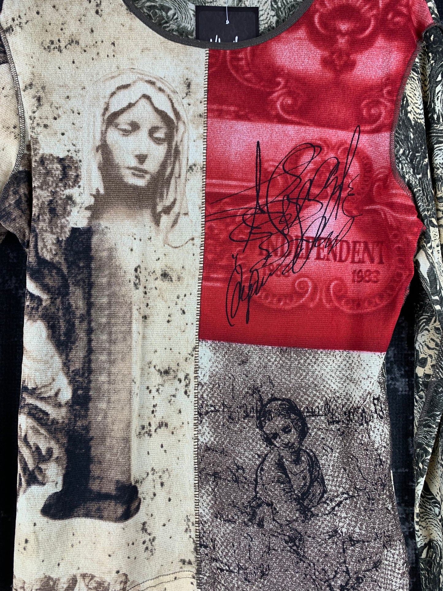 Womens Y2K One Street Long Sleeve Graphic Shirt With Religious Print