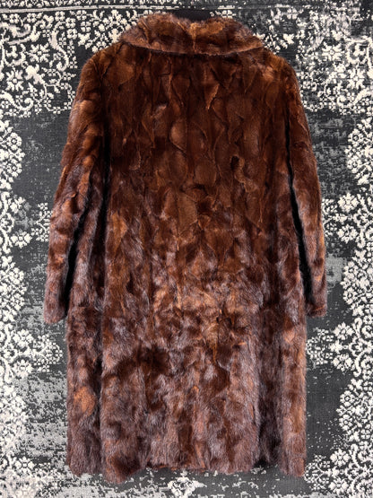 Women's Vintage Dark Brown Genuine Mink Fur Coat