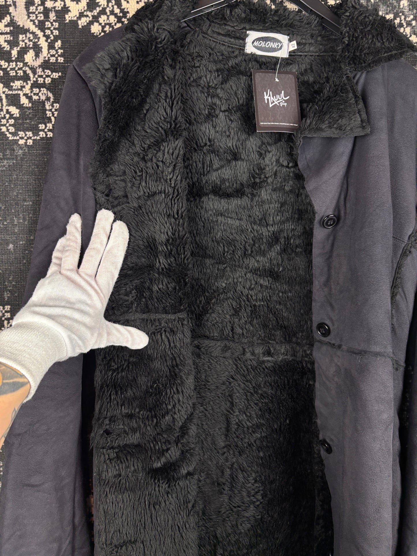 Women's Y2K Black Faux Suede Coat