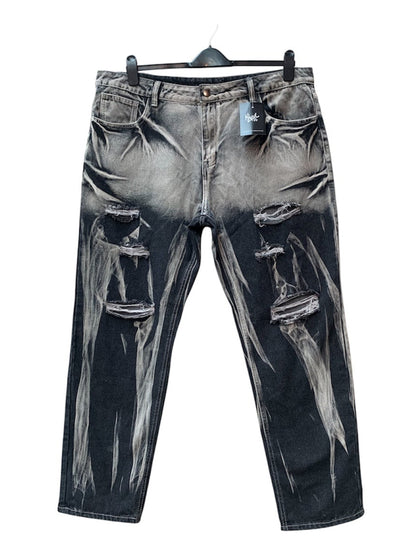 Men's Bleached Ripped Gray Jeans