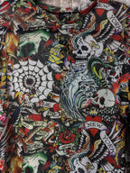 Ed Hardy Tattoo Print Mesh Long Sleeve Top