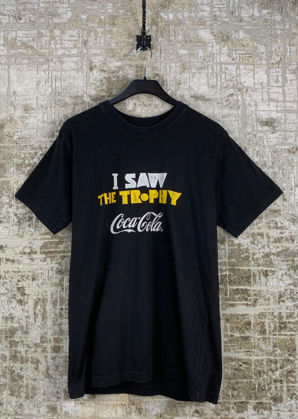 Mens Vintage Coca Cola I Saw The Trophy Graphic Black T Shirt