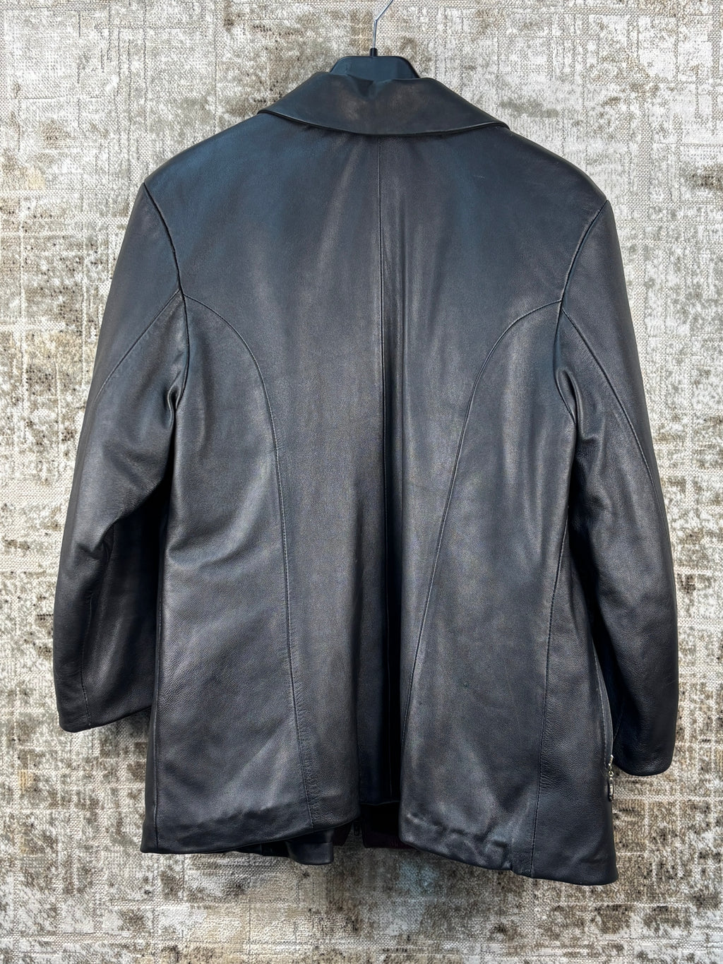 Women's Vintage Black Leather Jacket Red accent